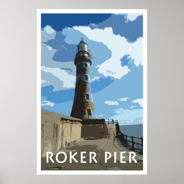 ROKER PIER, SUNDERLAND affiche de style Vintage (Devant)