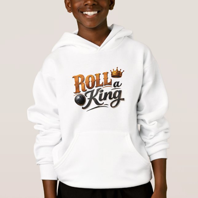 Roll a King – Bowling Crown Kids Pullover Hoodie (Devant)