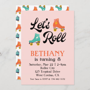 Roll Roller Skate Anniversaire Invitation