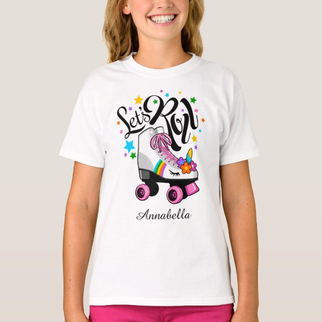 Roll Unicorn Roller t-shirt de patinage pour fille (Devant)