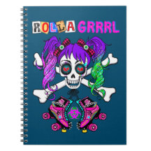 Rolla Grrl Punk Rock Skater Girl Carnet Spiral