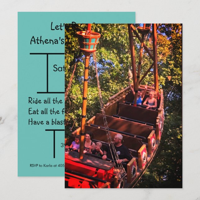 Roller Dessous de verre Amusement Park Invitation  (Devant / Derrière)