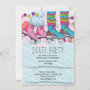 roller patinage anniversaire invitation Neon