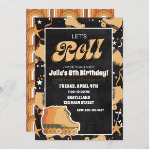 Roller Skate Anniversaire Fête Invitations