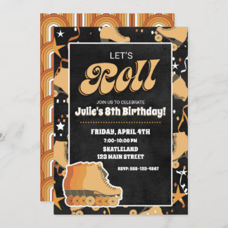 Roller Skate Anniversaire Fête Invitations