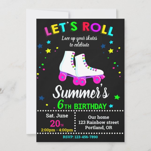 Roller skate birthday invitation - Skating party (Devant)
