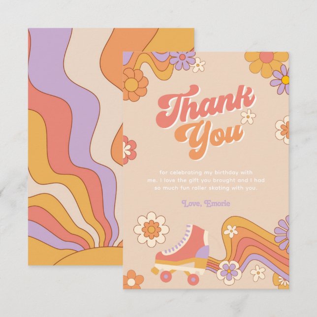 Roller Skate Carte de remerciements d'anniversaire (Devant / Derrière)