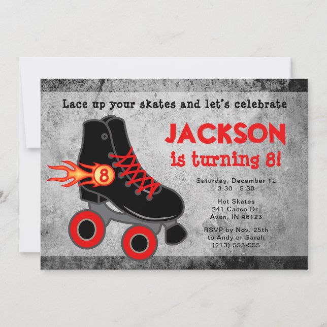 Roller Skate Extreme Boy's Birthday Invitation (Devant)