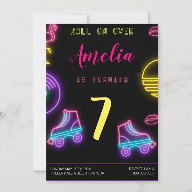 Roller Skate Invitation Anniversaire (Devant)