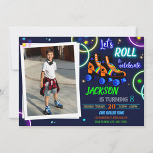 Roller skate invitation Photo boy Sk8 invitation