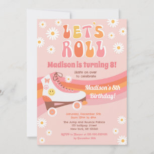 Roller Skate Super Rétro Anniversaire Invitations