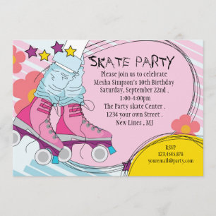 Roller Sking invitation fête d'anniversaire
