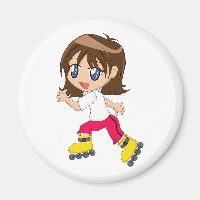 Rollerblading Girl Magnet (Devant)