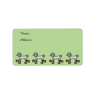 Rollerskates Poodle chien étiquettes de adresse