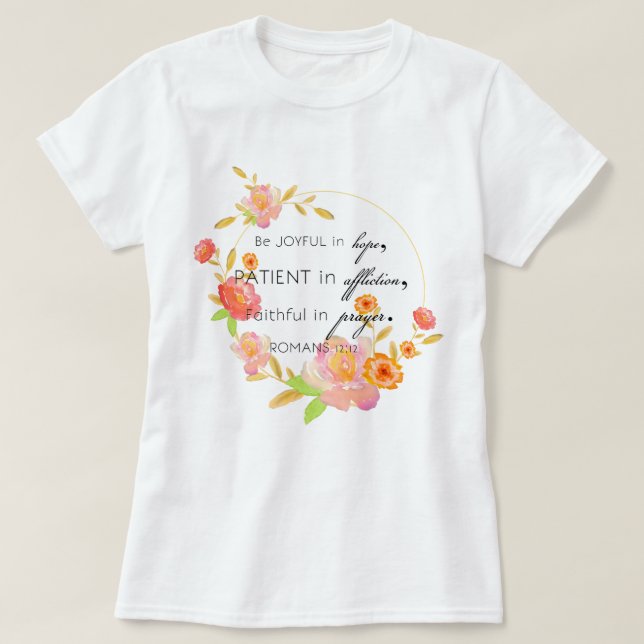 Romains 12:12 T-shirt (Design devant)
