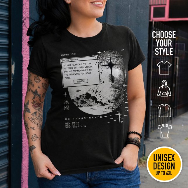 Romains 12:2 Ne vous conformez pas - Retrowave mod (Heavyweight Streetwear Christian T-Shirts & available oversize 3XL, 4XL, 5XL, 6XL. Choose your style)