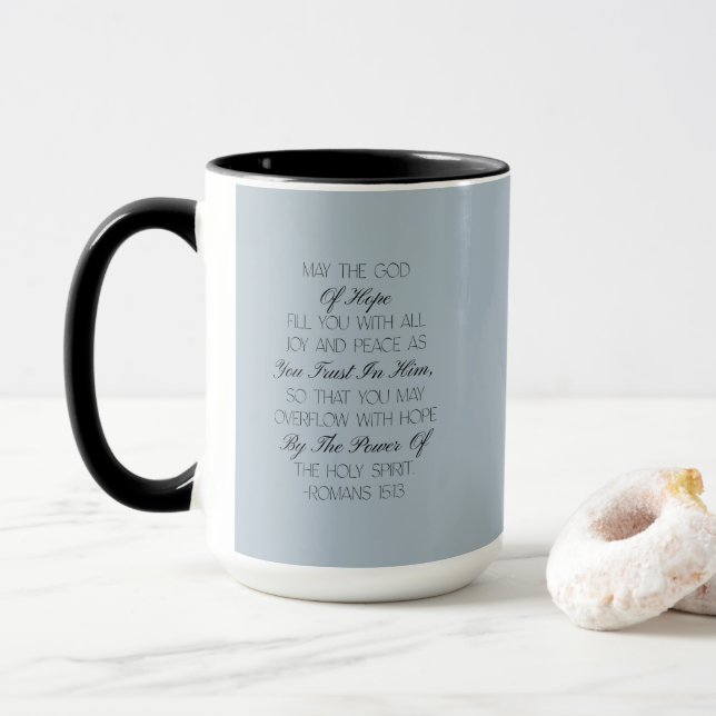 Romains 15:13 Mug verset biblique d'espérance (Avec donut)