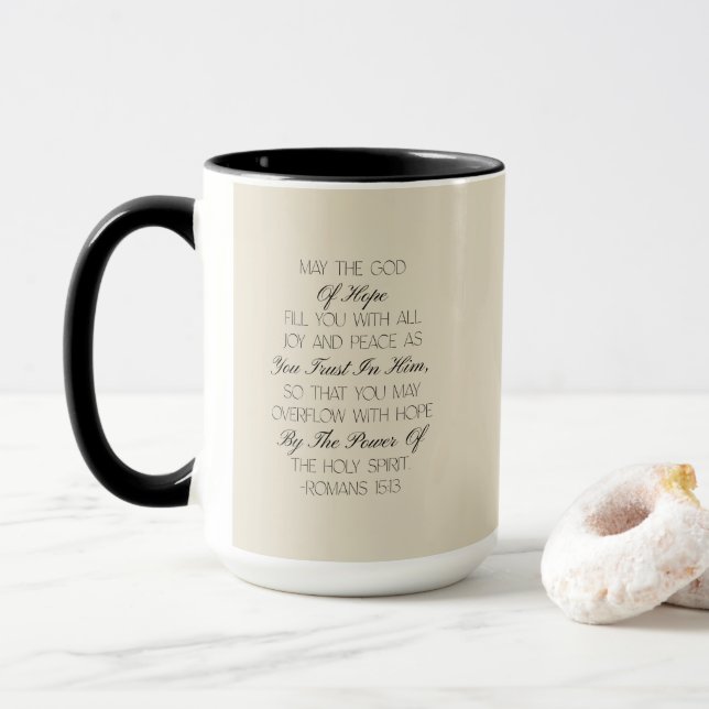 Romains 15:13 Mug verset biblique Espoir (Avec donut)