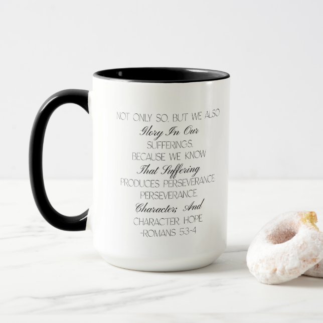 Romains 53:4 Mug Verset Biblique Espoir (Avec donut)