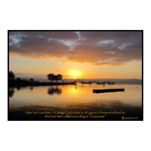 Romains 8:28 Christian Bible Verse Poster