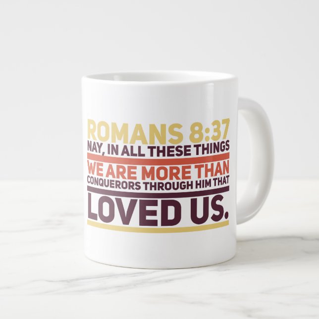 Romains 8:37 Jumbo Mug (Devant droit)