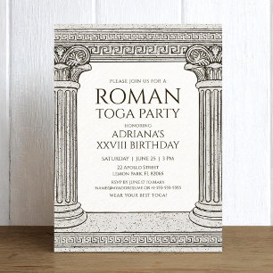 Roman Toga Party Invitation avec colonnes élégante