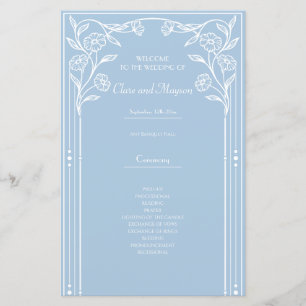 Romance bleu clair et programmes de mariage vintag