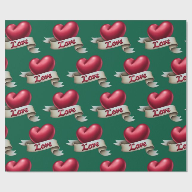 "Romance Classique" Papier Cadeau Émeraude (Plat)