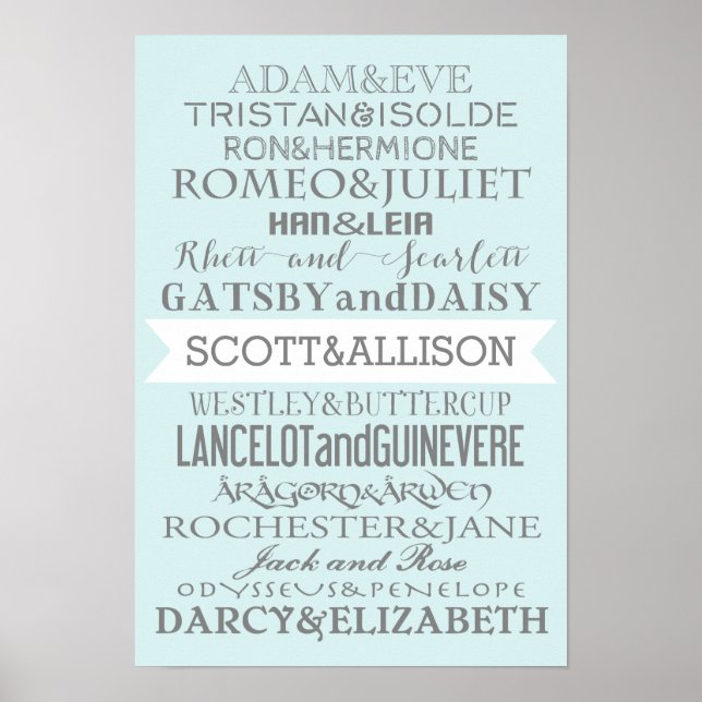 Romance Couples Custom Poster - CHOOSE YOUR COLOR (Devant)