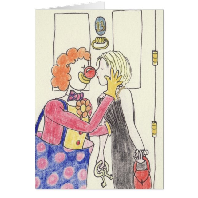 Romance de Clown Drôle Amour Bizarre Dessin d'Art  (Devant)