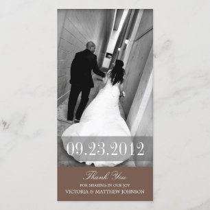 ROMANCE EN BROWN   CARTE DE REMERCIEMENTS mariage