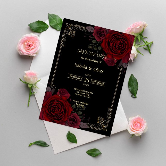 Romance gothique Élégant Faire-part de mariage de  (Créateur téléchargé)