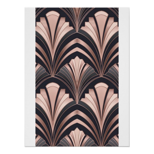 Romance Rose Gold Néo Art Déco Design Éventail (Devant)