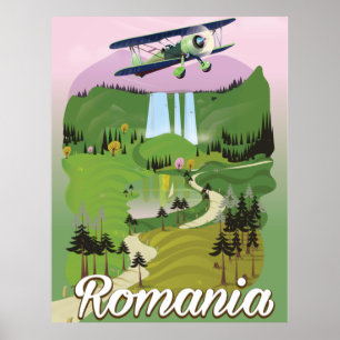 Romania vintage style travel poster