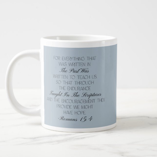 Romans 15:4 Hope Bible Verse Mug  (Gauche)