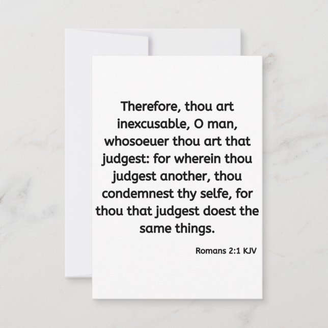 Romans 2:1 KJV Bible Verse Carte de voeux plat (Devant)