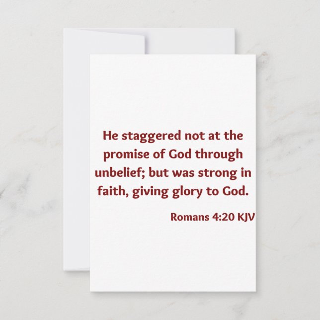 Romans 4:20 KJV Bible Verse Appartement Carte de v (Devant)