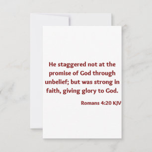 Romans 4:20 KJV Bible Verse Appartement Carte de v