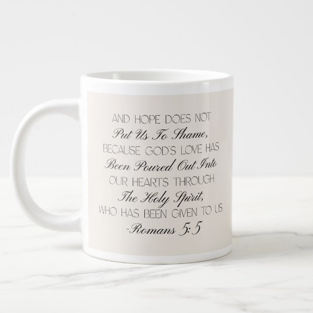 Romans 5:5 Hope Bible Verse Mug  (Gauche)