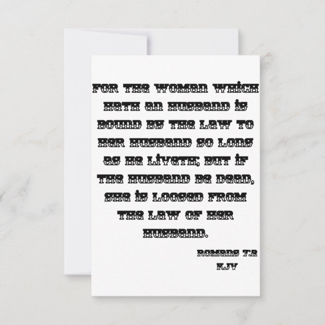 Romans 7:2 KJV Bible Scripture Carte de voeux (Devant)
