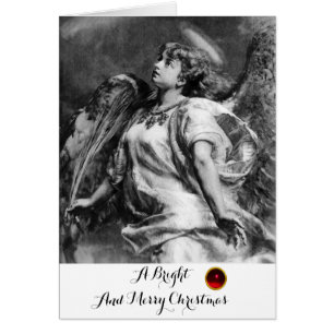 ROMANTIC ANGEL WITH FEATHER BLACK WHITE Christmas