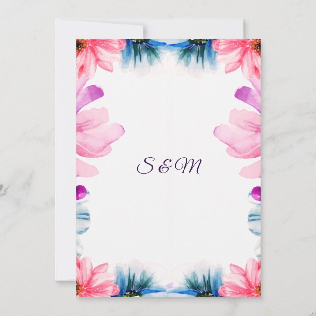 Romantic Blush & Blue Wedding Invitation  (Dos)