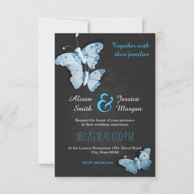 Romantic Butterflies wedding invitation (Devant)