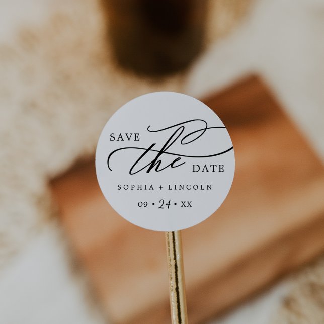 Romantic Calligraphy Names Save the Date Sticker (Créateur téléchargé)
