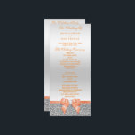 Romantic Coral Bow, programme de mariage pour Part<br><div class="desc">Élégant programme de mariage scintillant à double face avec un arc de corail romantique et une image de ruban sur une parties scintillant argentée et un arrière - plan argenté brillant. Tout le texte est entièrement personnalisable pour répondre à vos besoins. Si vous avez besoin d'aide pour customiser votre produit...</div>