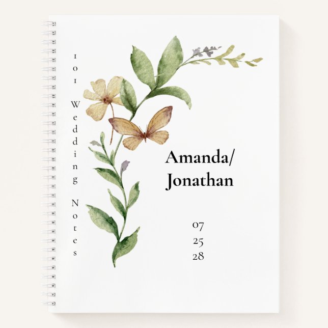 Romantic Field Flower Papillon Mariage Livre d'inv (Devant)