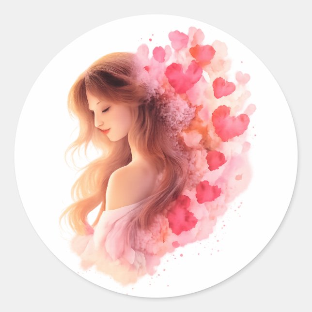 Romantic Floral Love Sticker Soft Valentine art (Devant)