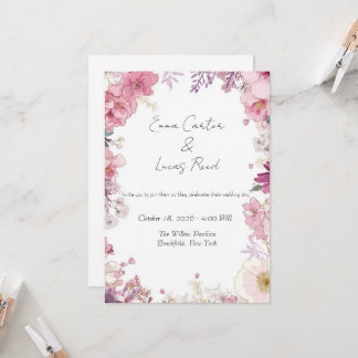 Romantic Floral Wedding Invitation Card
