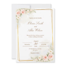 Romantic Floral Wedding Invitation Dusty Blush Peo