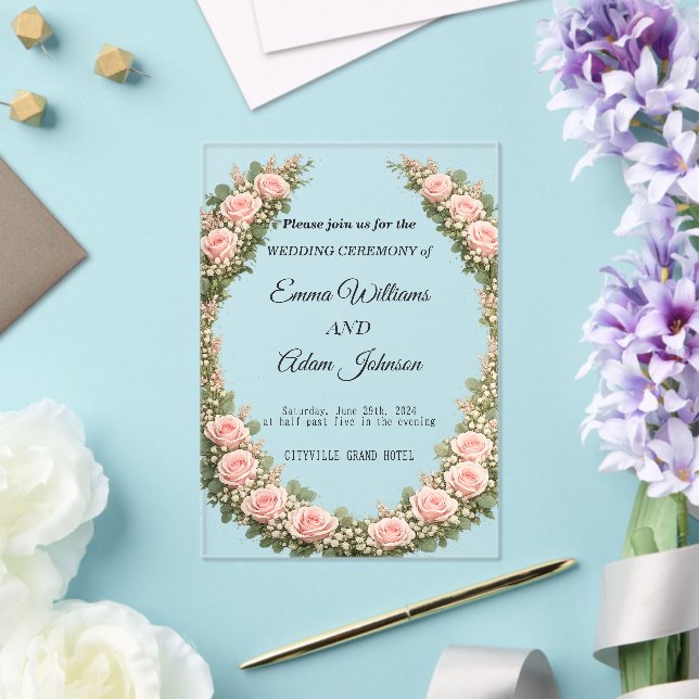 Romantic Floral Wreath Wedding Invitation (Insitu (Mariage))